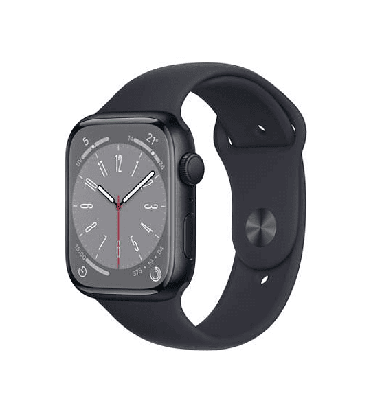  Apple Watch Series 8, Case Aluminio Medianoche, 45mm, Correa Deportiva Medianoche MNP13BE/A