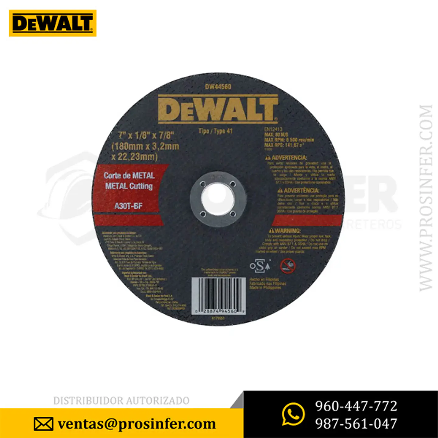 DeWalt Disco Corte Metal 7