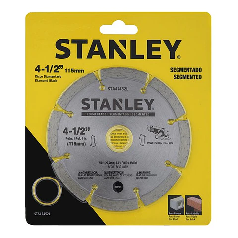 Stanley Disco Diamantado Segmentado 4.5" Eje 5/8"-7/8" (STA47452L)