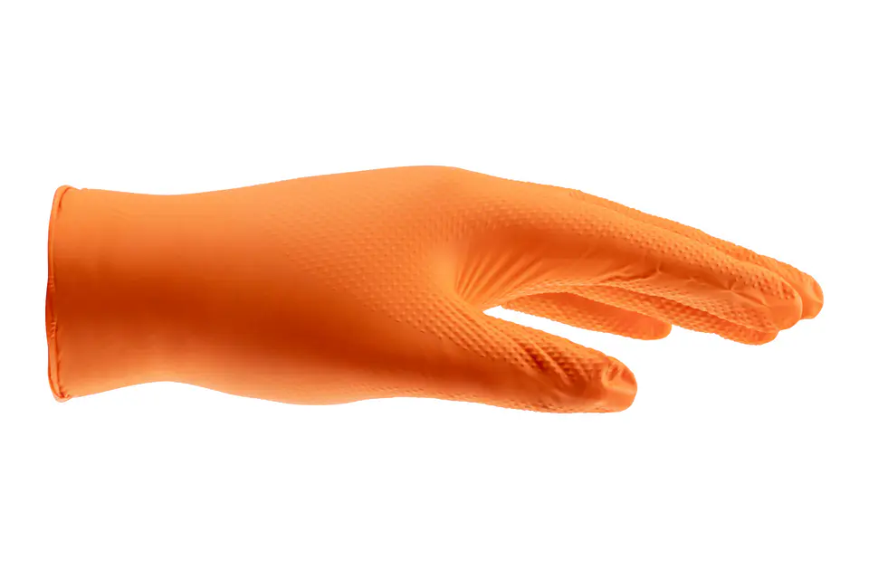 Guantes Nitrilo Würth Grip Naranja Talla L — Caja 50 Unidades Texturizado 1