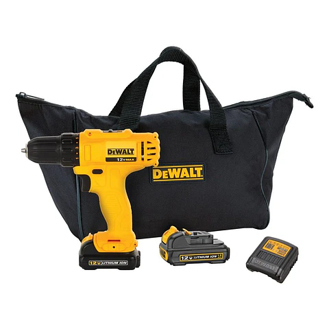 Taladro Atornillador Inalámbricos 12V Litio-ion Opp DeWalt - 2 Baterías de 1.3Ah + Cargador y Bolso de Traslado