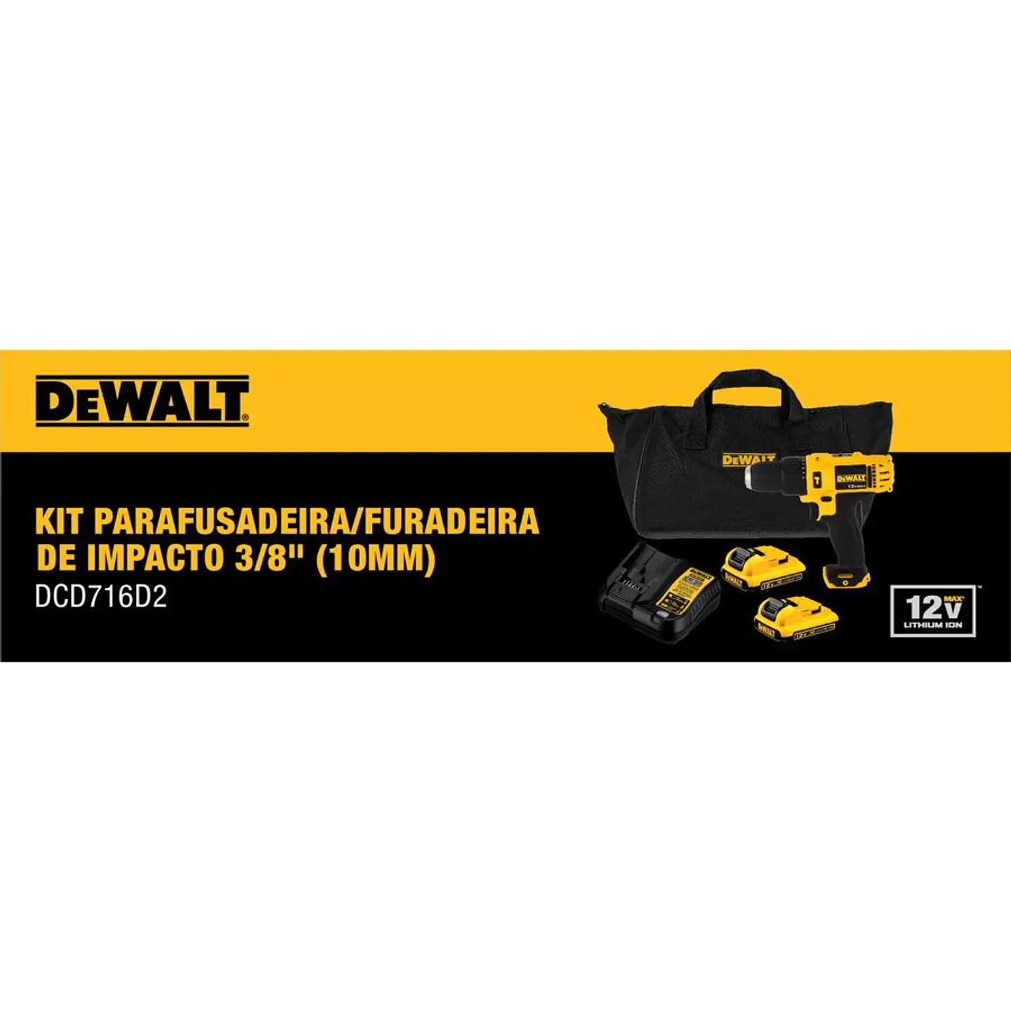 Taladro Percutor Inalámbricos 12V Litio-ion DeWalt - 2 Baterías de 2.0Ah + Cargador y Bolso de Traslado 3