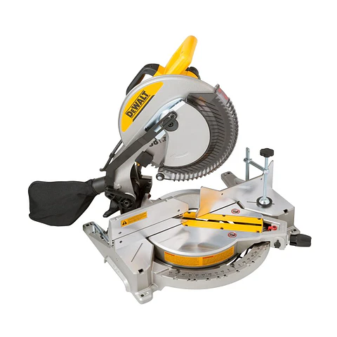 Sierra Ingleteadora 12" 1.600W DeWalt - Incluye (1) Llave de Ajuste. (1) Disco 12". (1) Bolsa Recolectora de Polvo y (1) Kit de Extensión