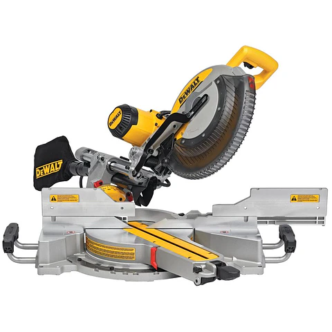 Sierra Ingleteadora 12" Telescópica 1.675W DeWalt - Incluye (1) Llave de Ajuste. (1) Disco 12". (1) Bolsa Recolectora de Polvo y (1) Prensa de Ajuste 