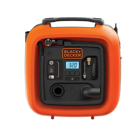 Inflador de 12V Black+Decker - Incluye (1) Punta para Balones, (1) Adaptador de Válvula , (1) Adaptador de Inflables Pequeños y (1) Manguera de Alto V