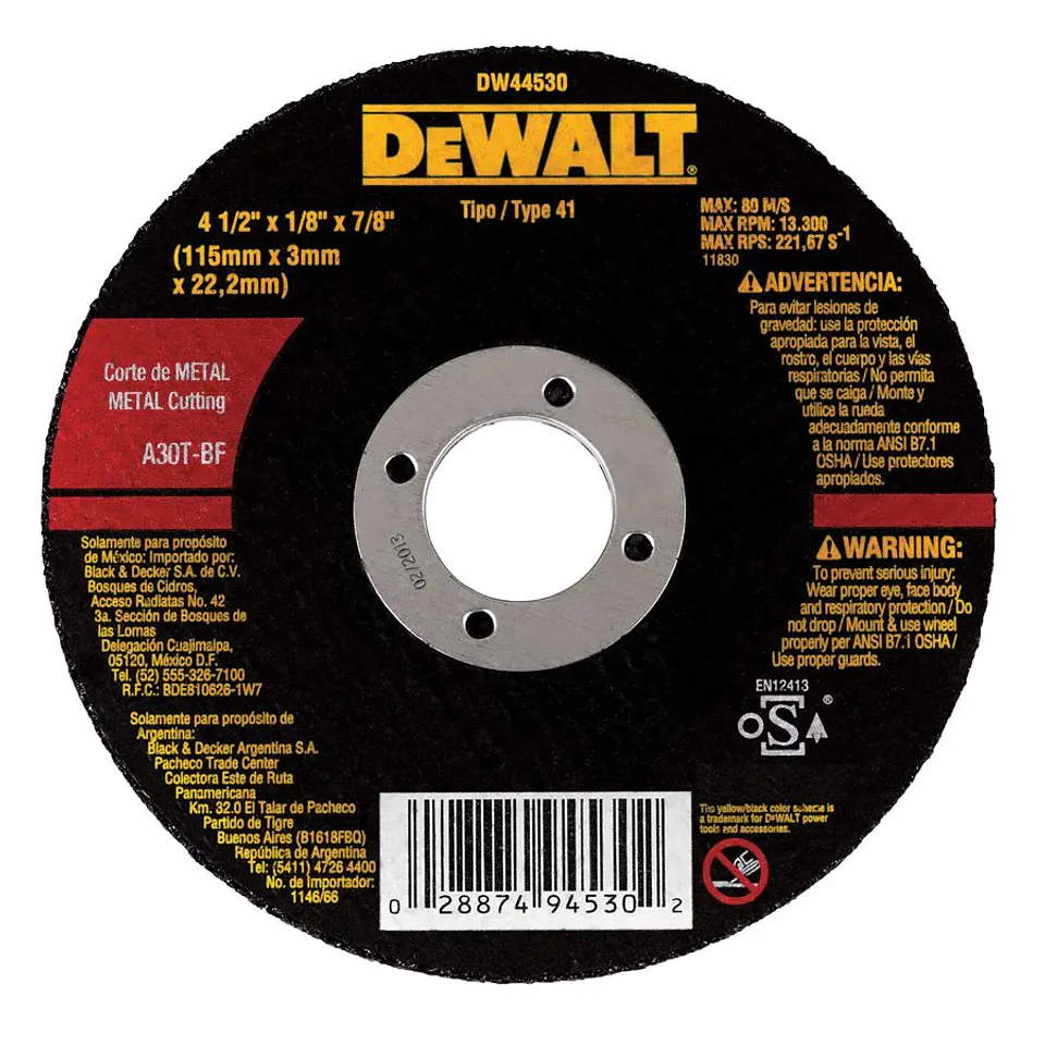 D. Corte Metal Profesional Dw 115x3mm DeWalt 1