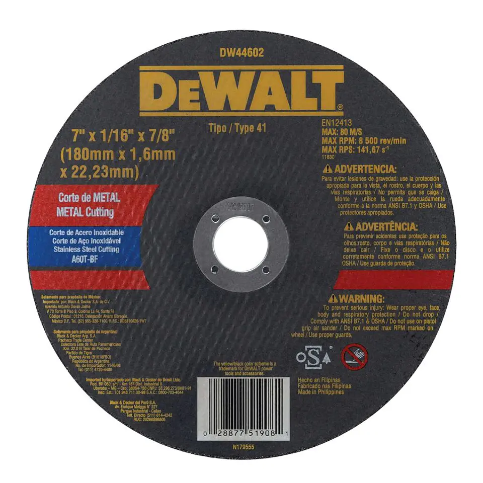 D. Corte Metal Profesional Dw 180x1.6mm DeWalt 1