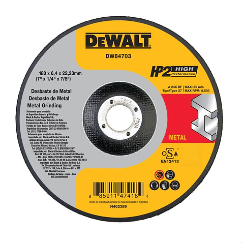 D. Desbaste Metal Indust. Dw 180x6,4mm DeWalt
