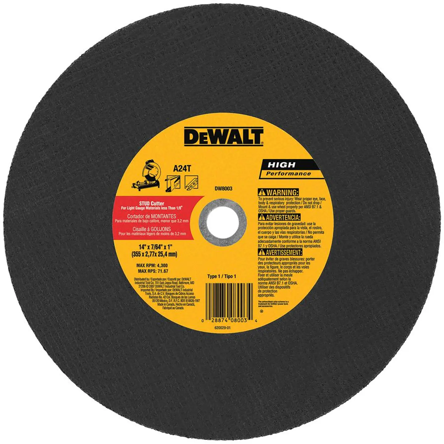 D. Corte Metal Dw 14X2.8MM (tronzadora) DeWalt 1