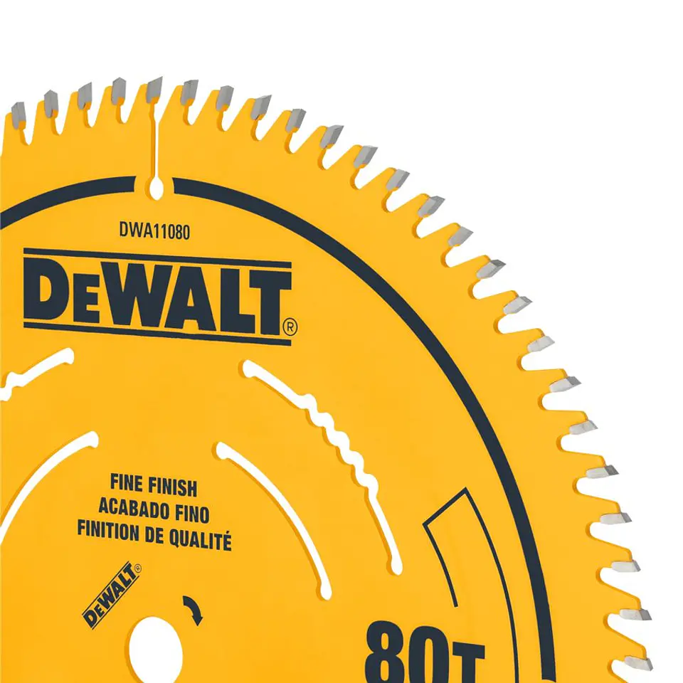 D. Sierra 10'' DeWalt - 80 Dientes - Eje 5/8'' (16 Mm) - Precision Corte Fino Maderas Laminadas y Aluminio 2
