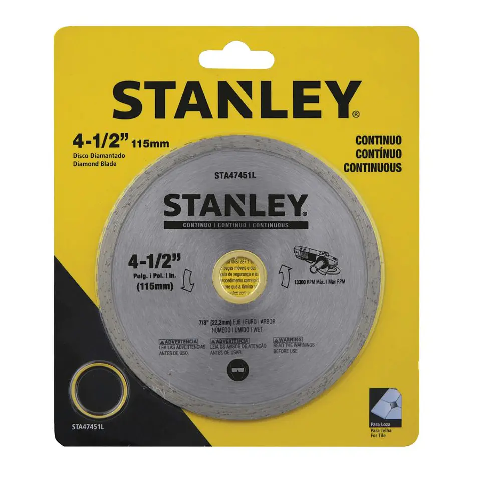 Disco Diamantado Continuo Ø 4,5'' Eje 5/8''-7/8'' Stanley 1