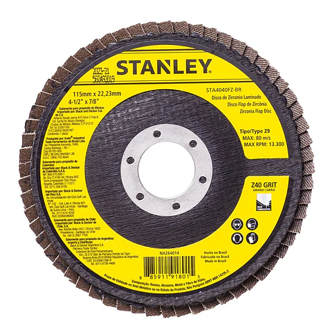 Disco Lija Traslapado Zirconia 4,5'' Z40 Stanley