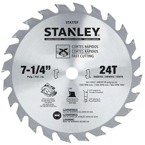 Disco Sierra 7-1/4" 24 Dientes Eje 5/8" Stanley