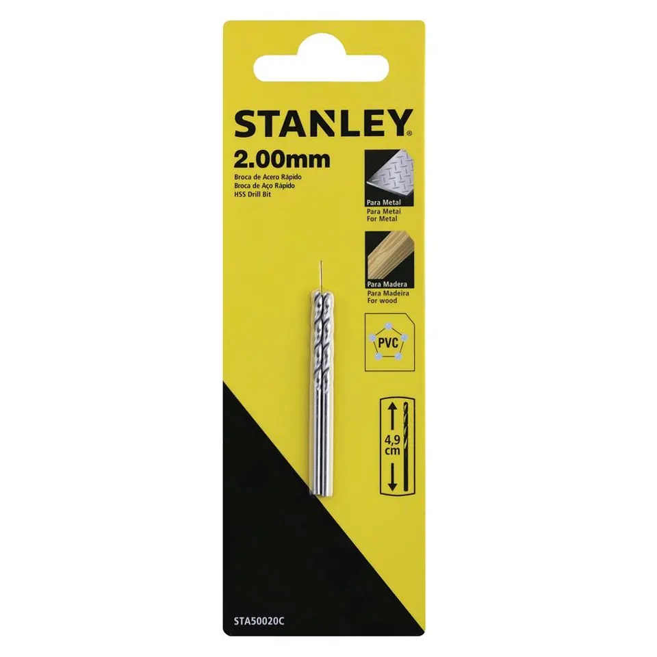 Broca HSS 2,0x49mm 2xDisplay Stanley 1