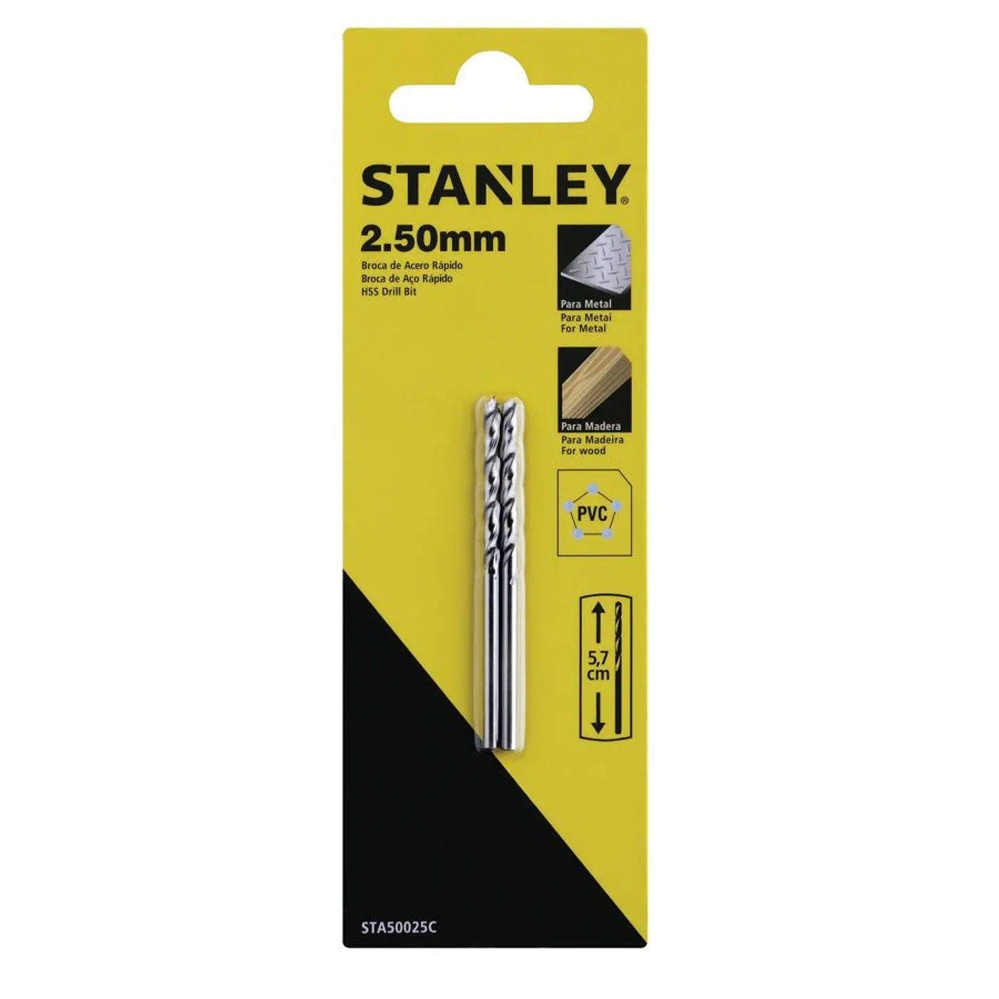 Broca HSS 2,5x57mm 2xDisplay Stanley 1