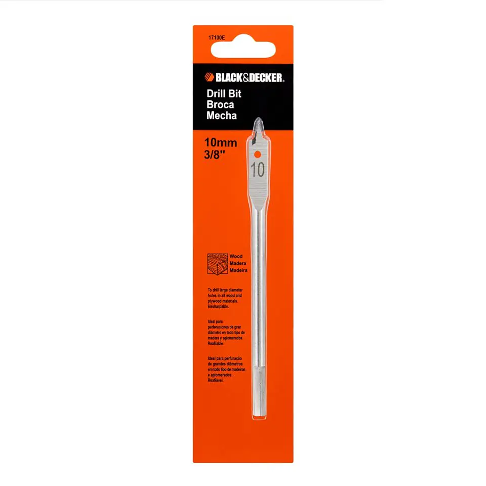 Broca para Madera Tipo Paleta Black+Decker - Ø 10 Mm 1