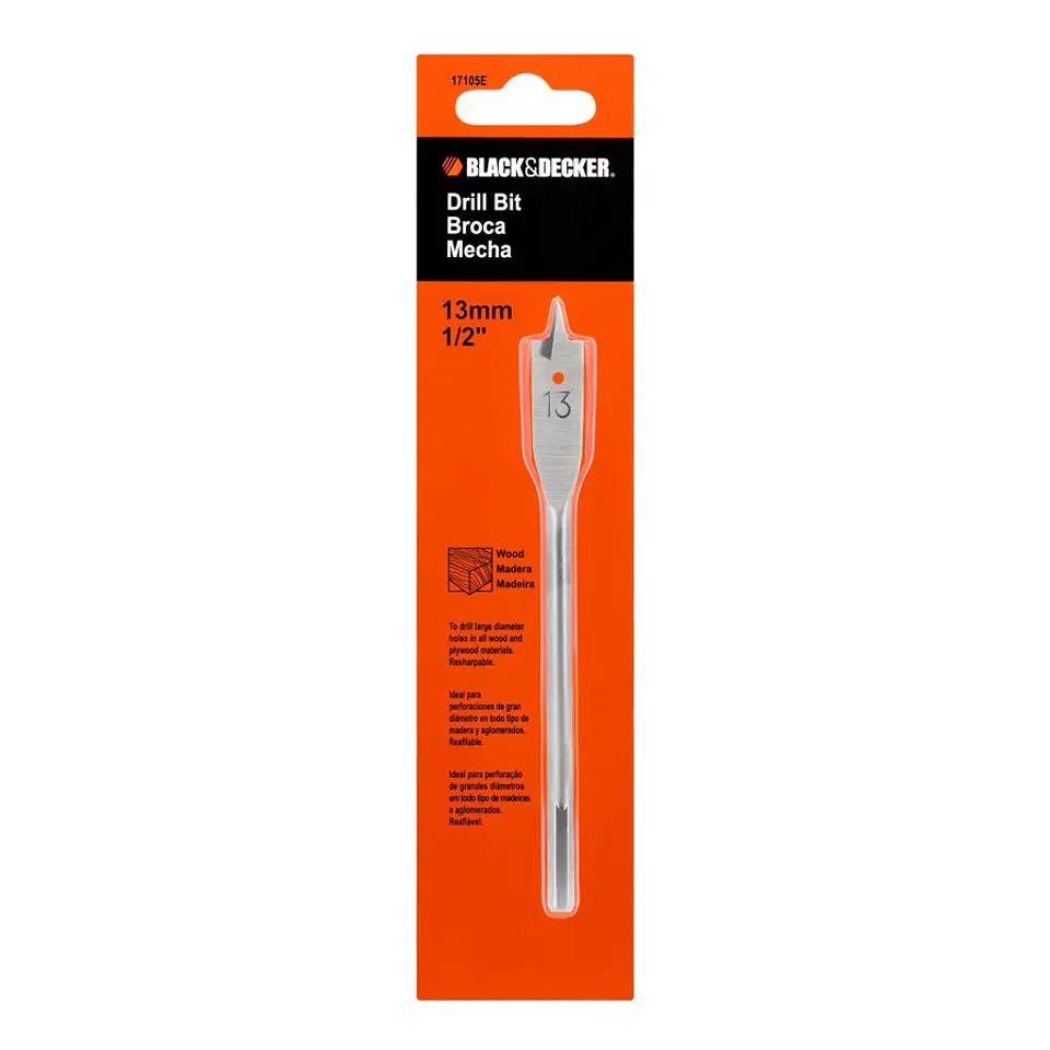 Broca para Madera Tipo Paleta Black+Decker - Ø 13 Mm 1