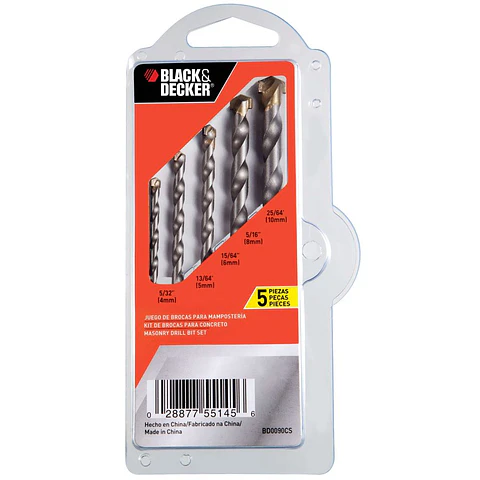 Set de 5 Brocas Concreto Black+Decker