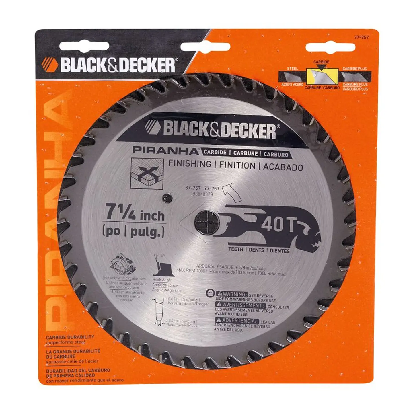 Disco de Sierra 7 1/4'' Black+Decker - 40 Dientes - Eje 5/8'' (16 Mm) - Corte Fino Madera 3