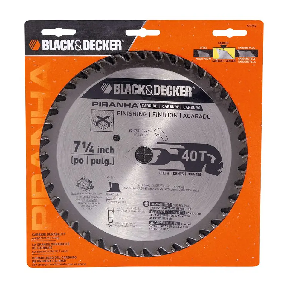Disco de Sierra 7 1/4'' Black+Decker - 40 Dientes - Eje 5/8'' (16 Mm) - Corte Fino Madera 3