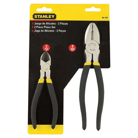 Juego de 2 Alicates 2 Pzs Contenido: 8" (200 Mm) Alicate de Electricista / 6" (150 Mm) Alicate de Corte Diagonal Stanley