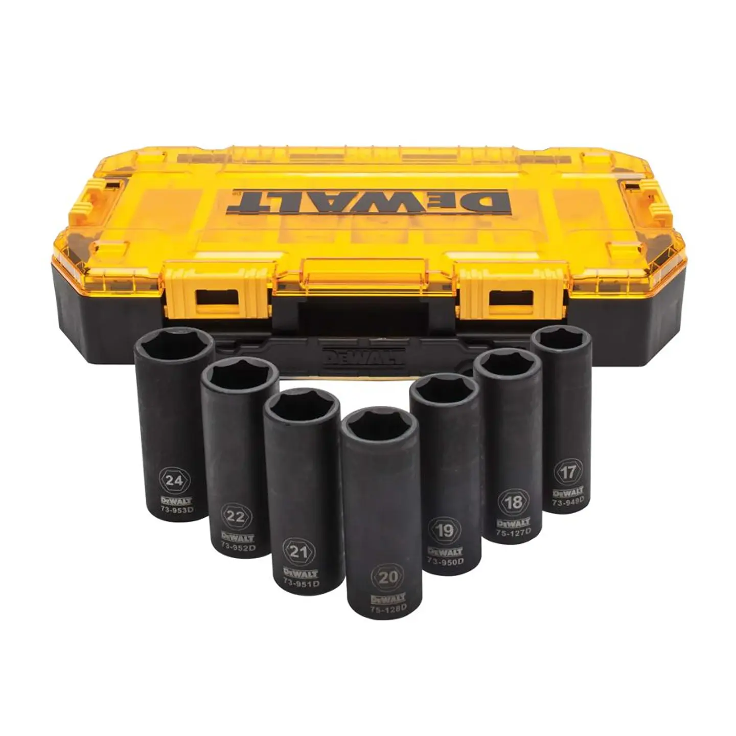 1/2 Set Dados de Impacto Largos 6 Pt DeWalt - 7 Piezas Mm: 17, 18, 19, 20, 21, 22, 24 1
