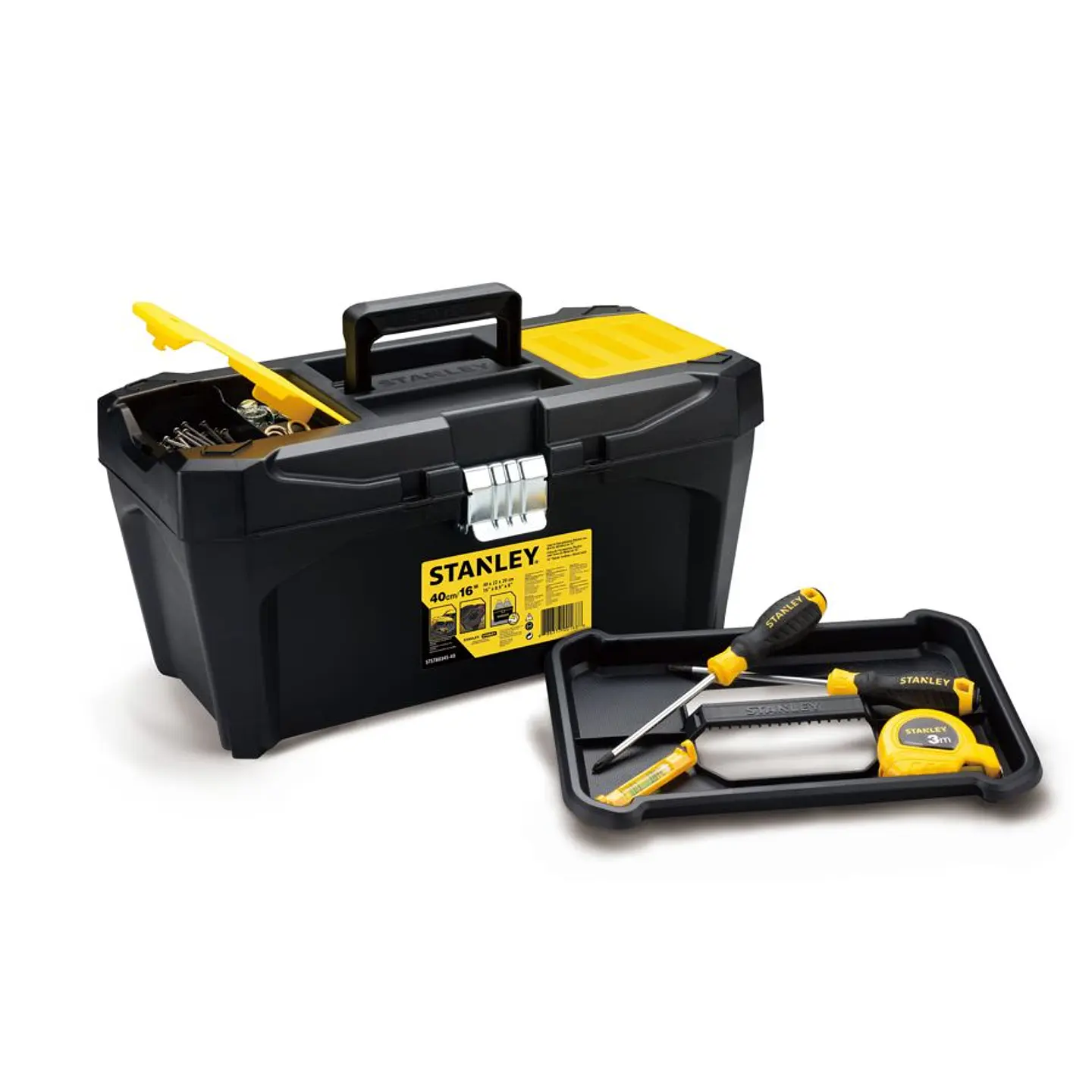 Caja Plastic Nested 16”, Broche Metalico Stanley 1