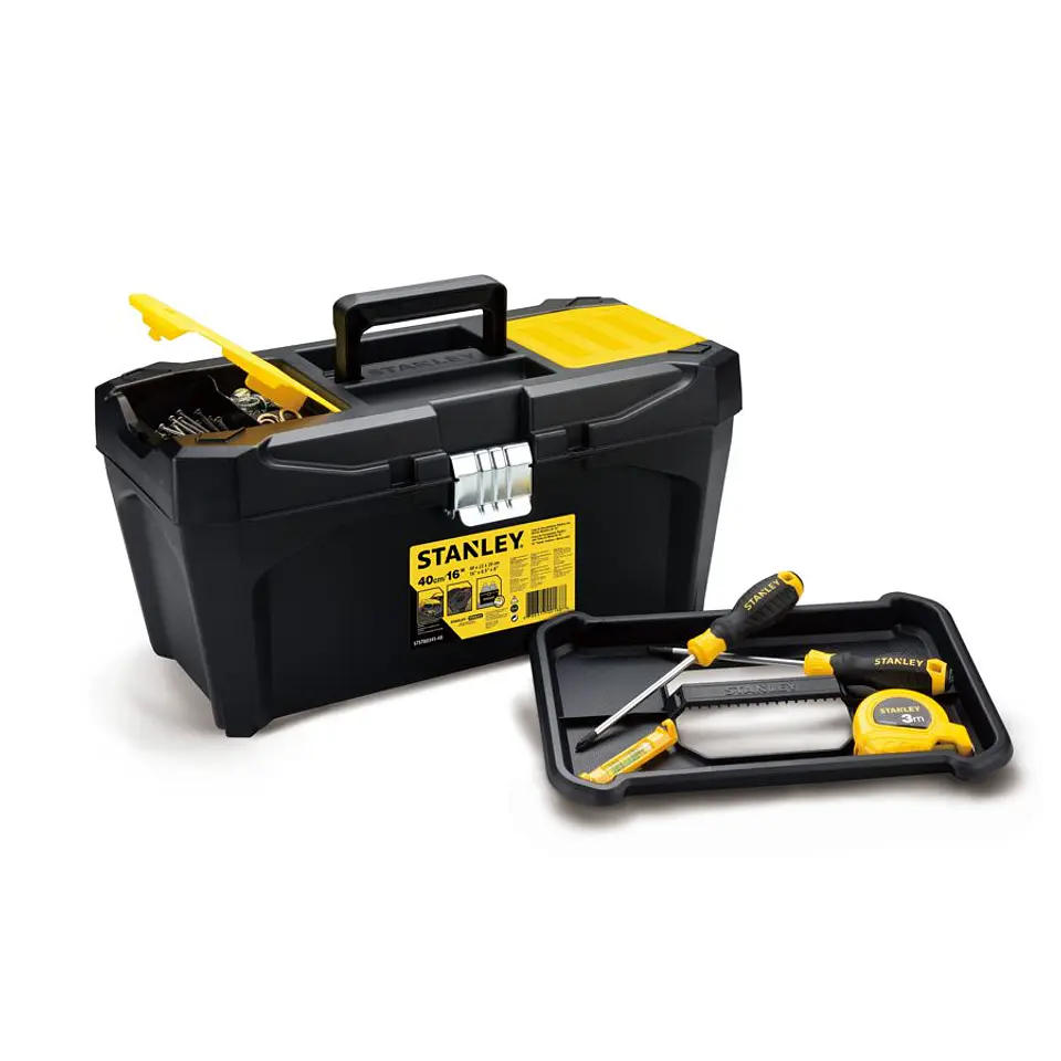Caja Plastic Nested 16”, Broche Metalico Stanley 1