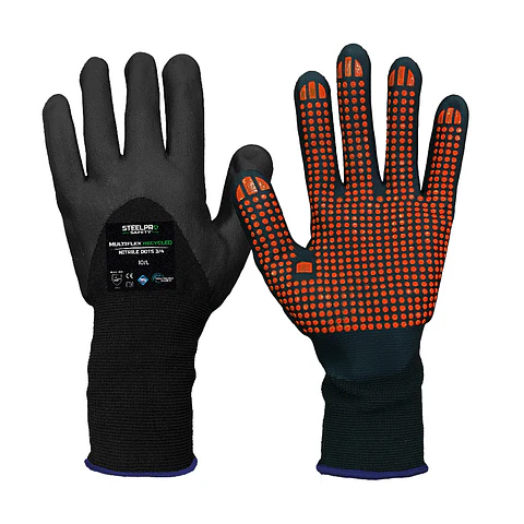 Guante Multiflex Recycled Nitrile Dots 3-4.TALLA 10/L Steelpro