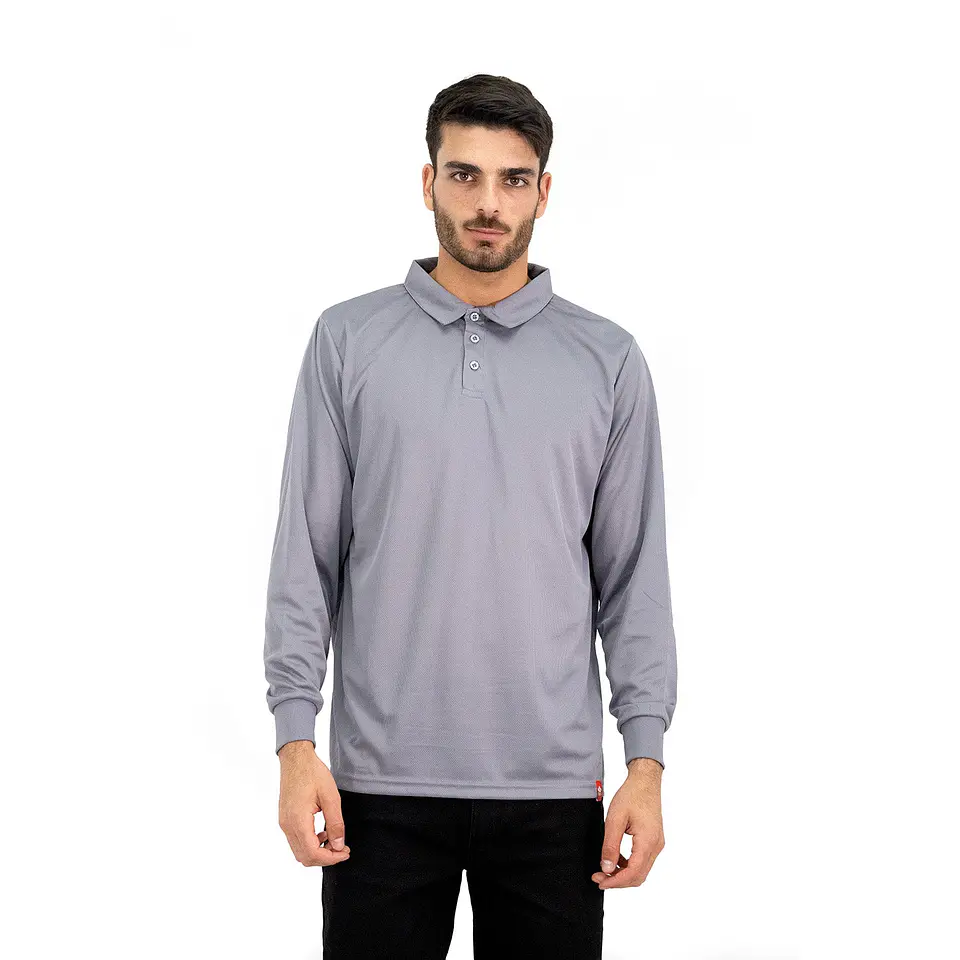 Polera Cooldry Quebec Manga Larga Gris 1