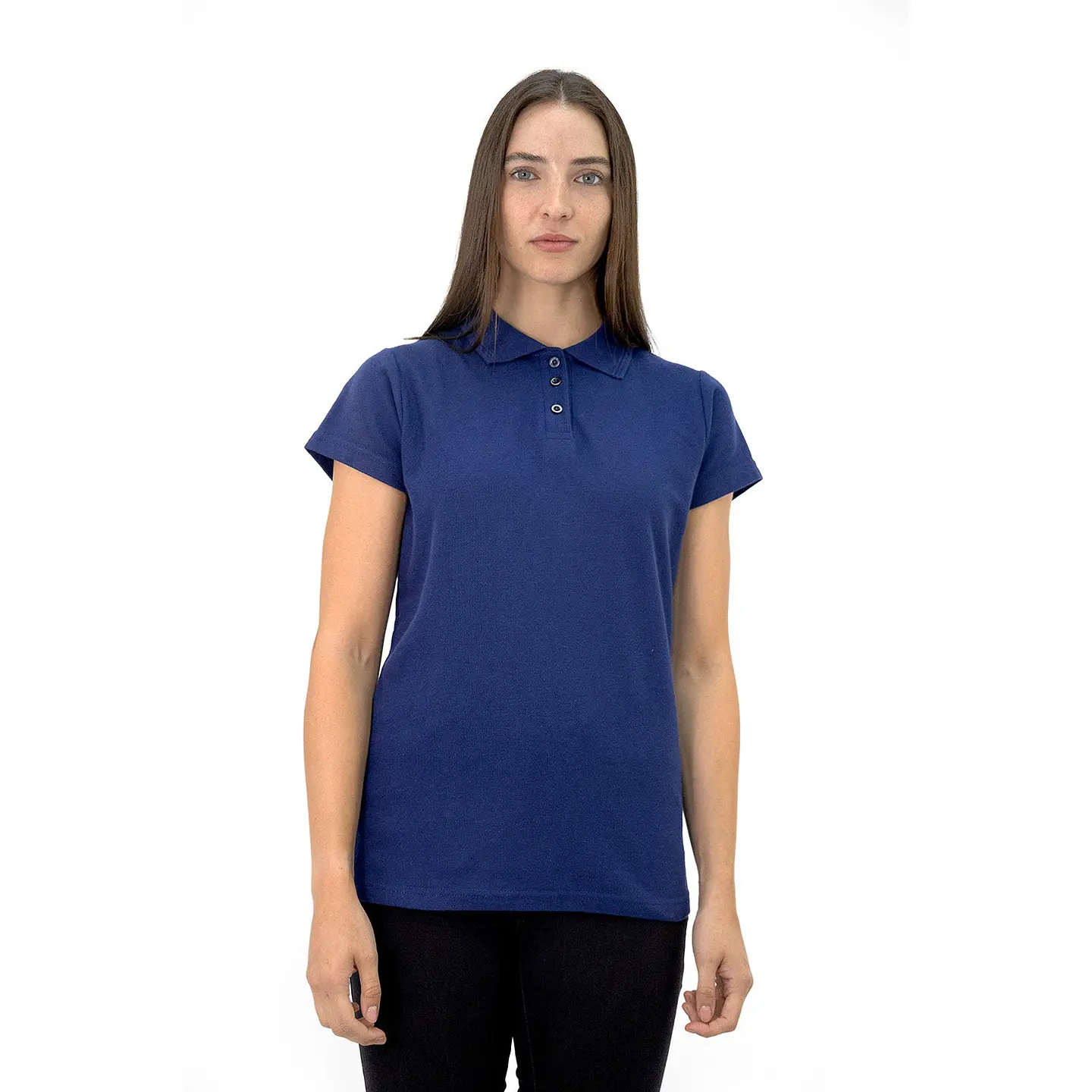 Polera Pique Quebec Manga Corta Mujer Azul 1