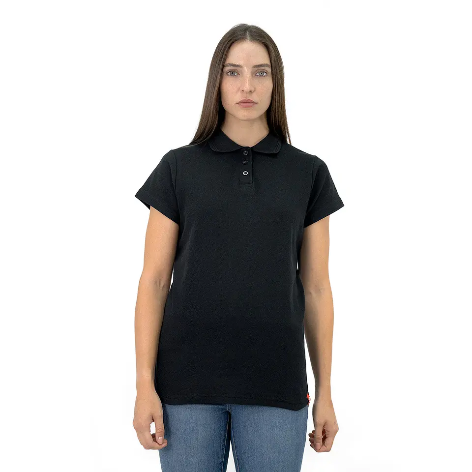 Polera Pique Quebec Manga Corta Mujer Negro 1