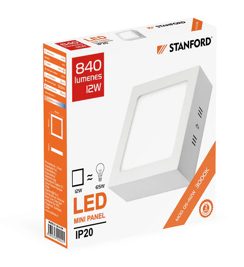 Panel Cuadrado Spbrepuesto 12W 3000K Stanford
