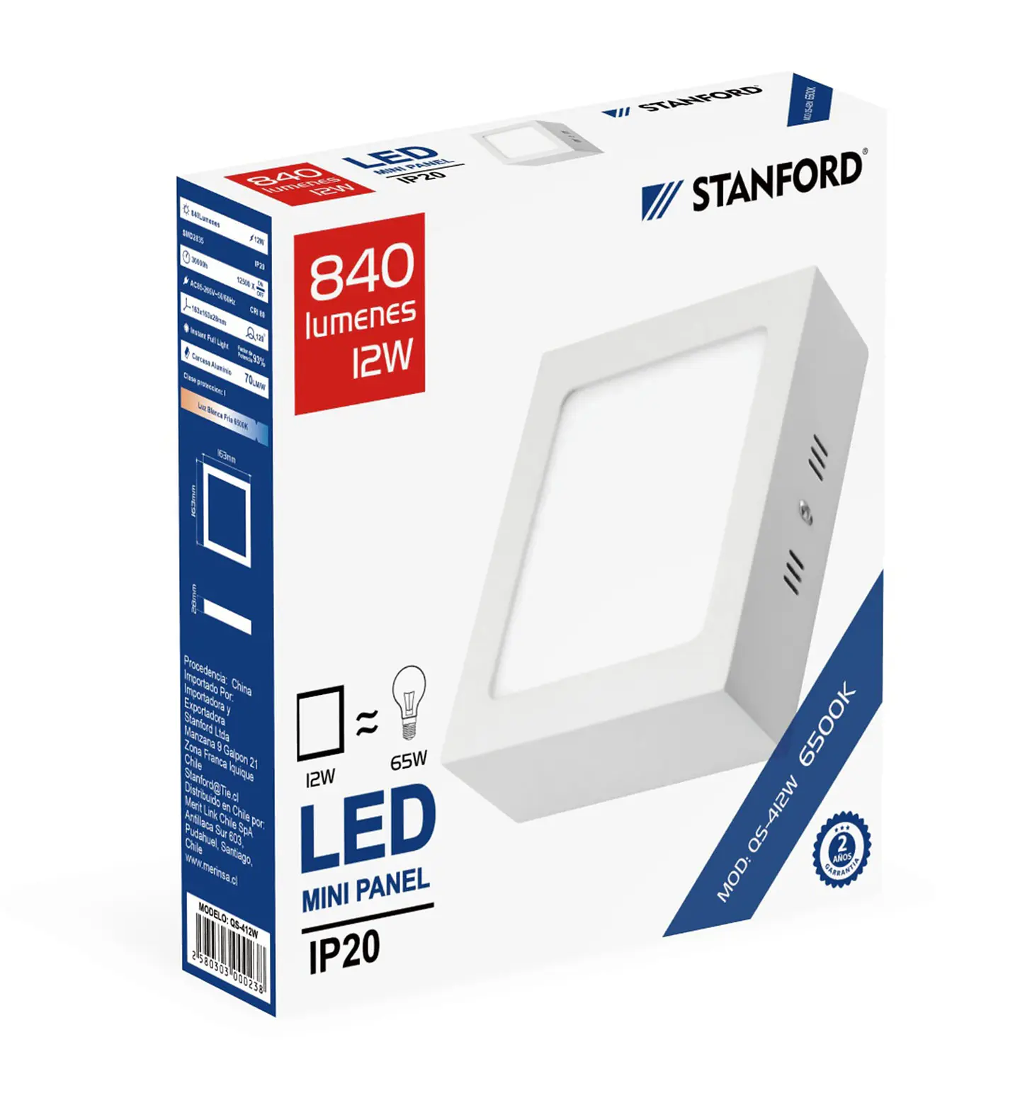 Panel Cuadrado Spbrepuesto 12W 6500K Stanford 1