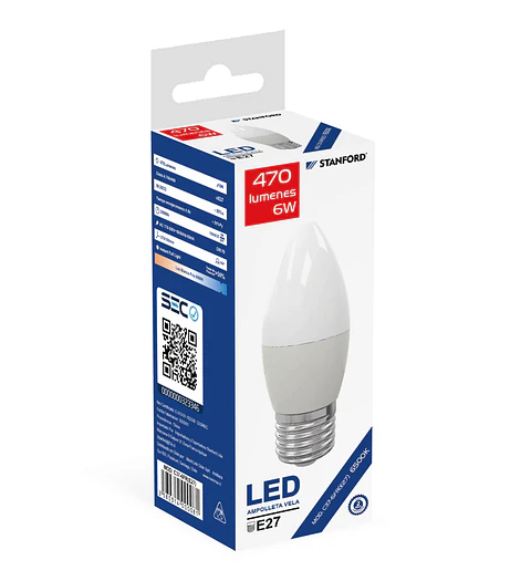 Ampolleta Vela 6W 6500K E27 Stanford
