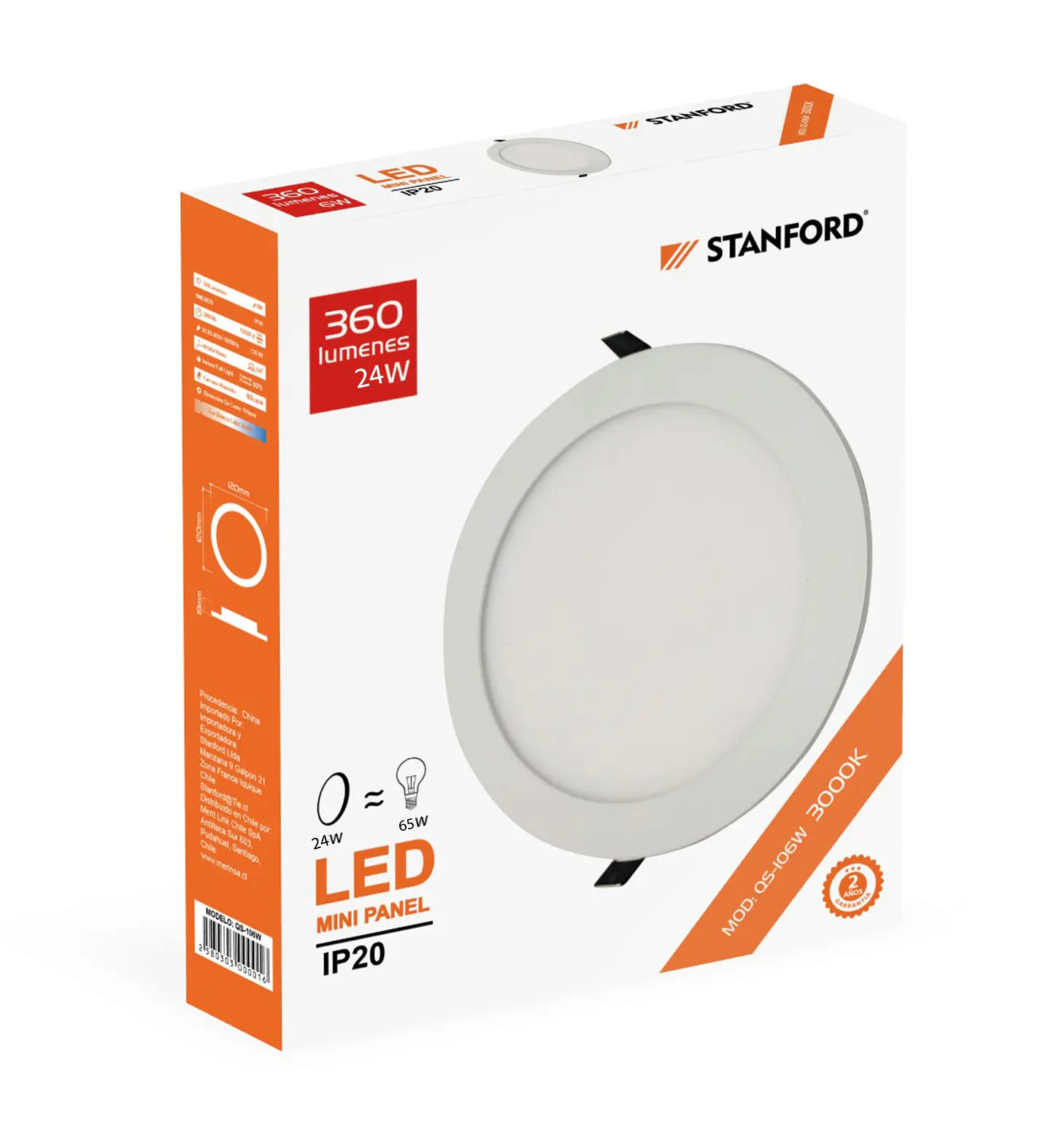 Panel Redondo Embutido 6W 3000K Stanford 1