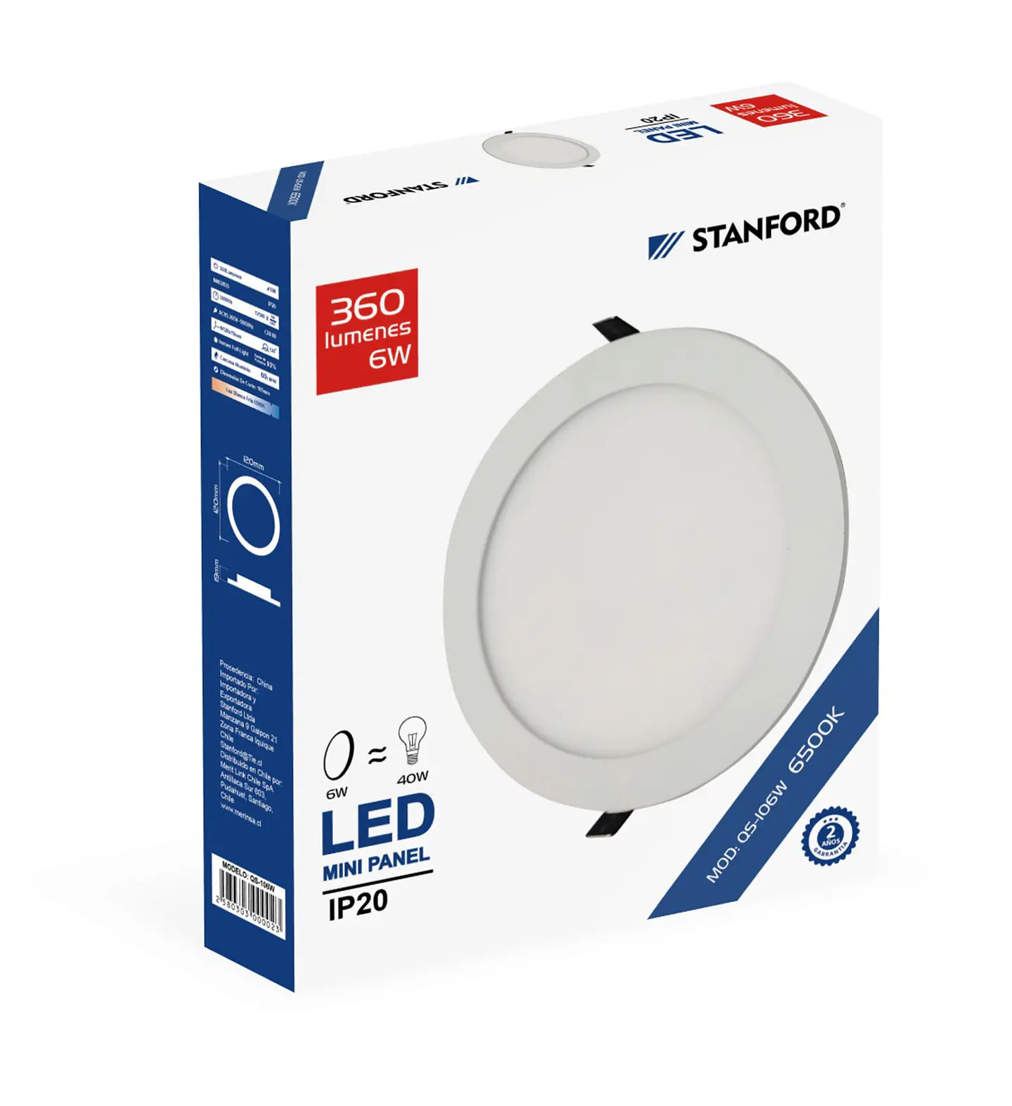 Panel Redondo Embutido 24W 6500K Stanford 1