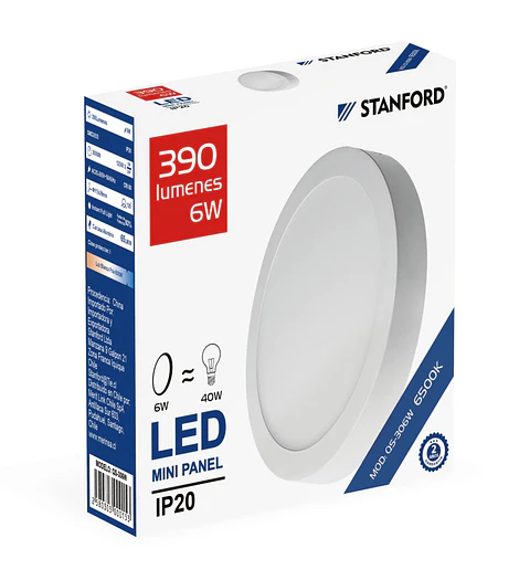 Panel Rodondo Sobrepuesto 12W 6500K Stanford