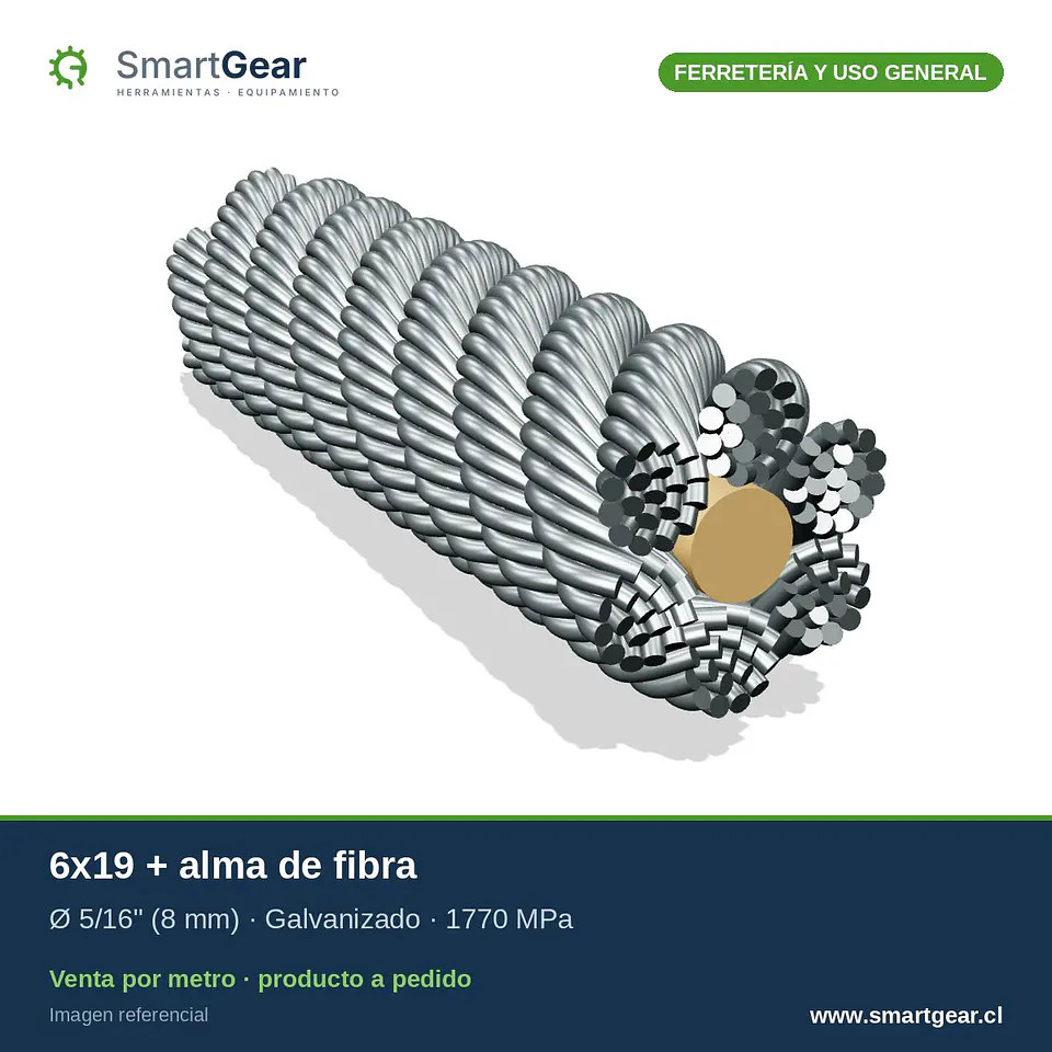 Cable de acero SmartGear 6x19 alma de fibra galvanizado 5/16