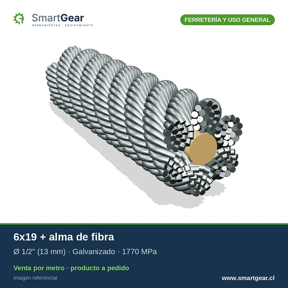 Cable de acero SmartGear 6x19 alma de fibra galvanizado 1/2
