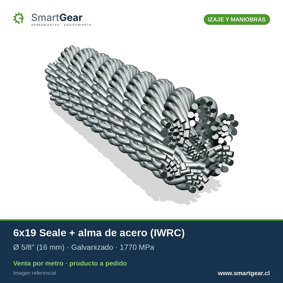 Cable de acero SmartGear 6x19 Seale alma de acero galvanizado 5/8
