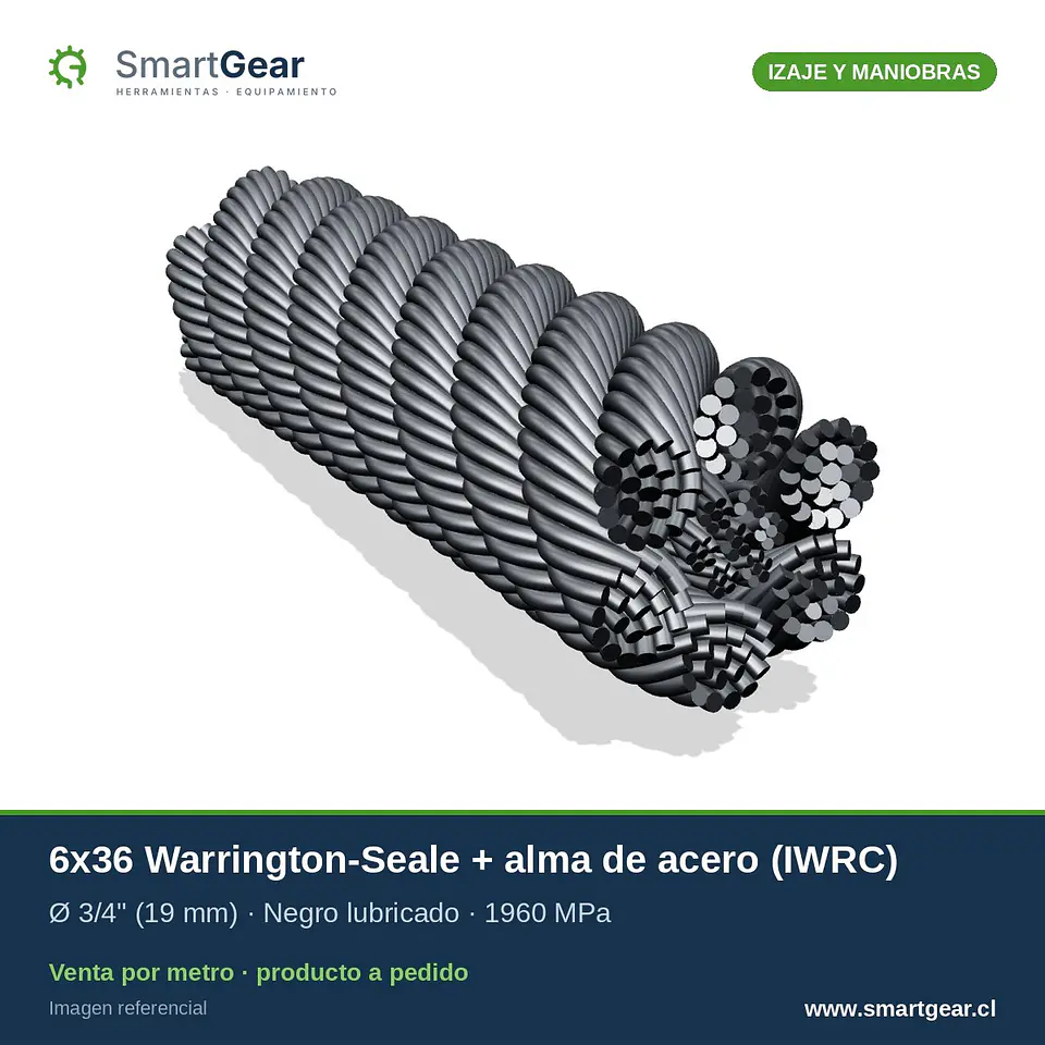 Cable de acero SmartGear 6x36 alma de acero negro 3/4