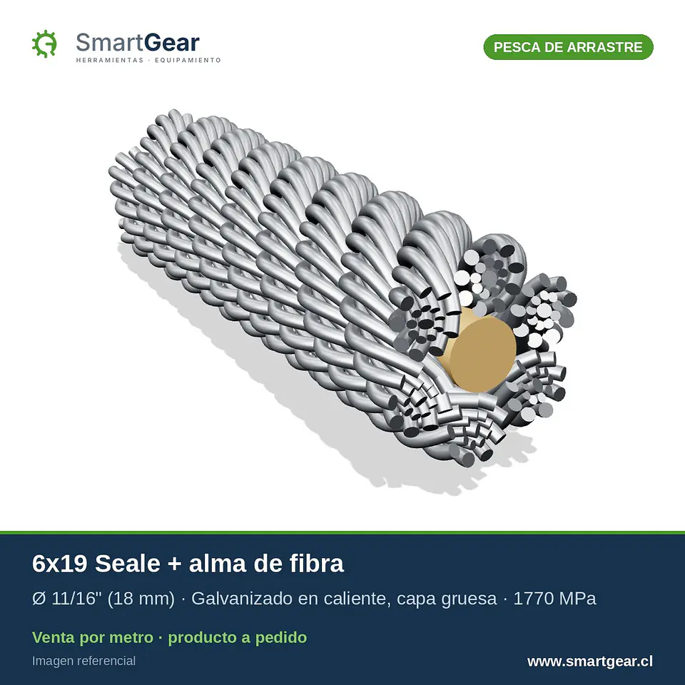 Cable de acero SmartGear para pesca de arrastre 6x19 Seale galvanizado 11/16