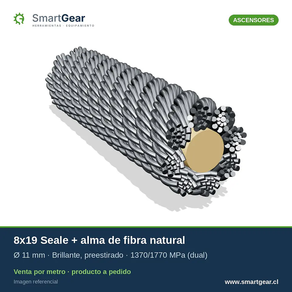 Cable de acero SmartGear para ascensor 8x19 Seale preestirado 11 mm · A pedido 1