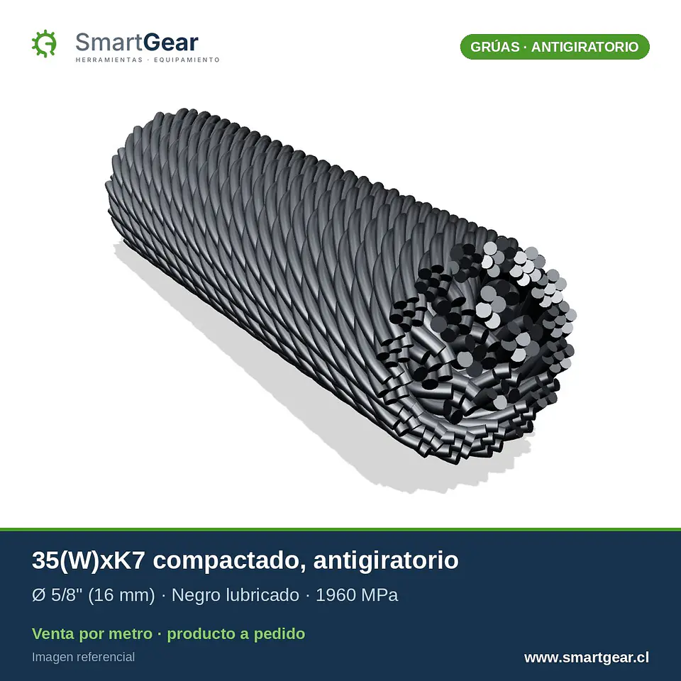 Cable de acero SmartGear antigiratorio 35xK7 negro 5/8