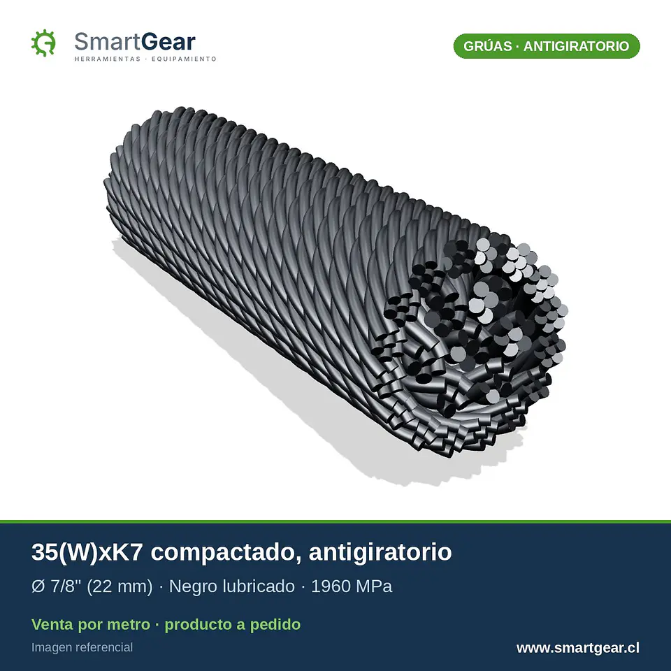 Cable de acero SmartGear antigiratorio 35xK7 negro 7/8