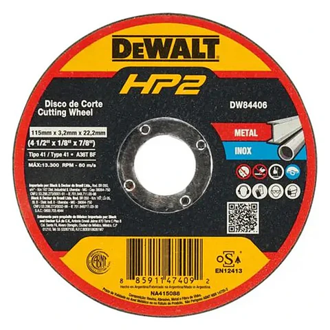 D. Corte Inox/metal HP2 Dw 115x3mm DeWalt