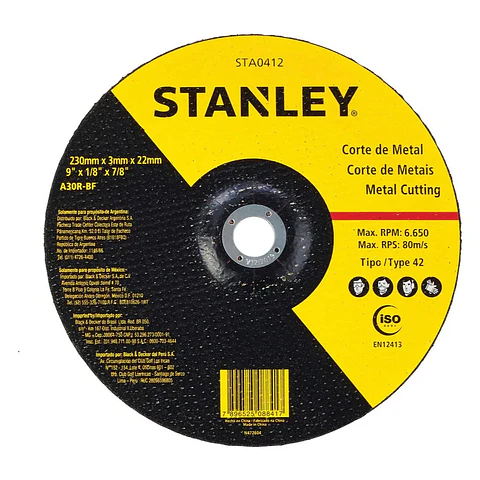 Stanley Disco de Corte Metal 9" (229x3x22) Tipo 27 (STA0412)