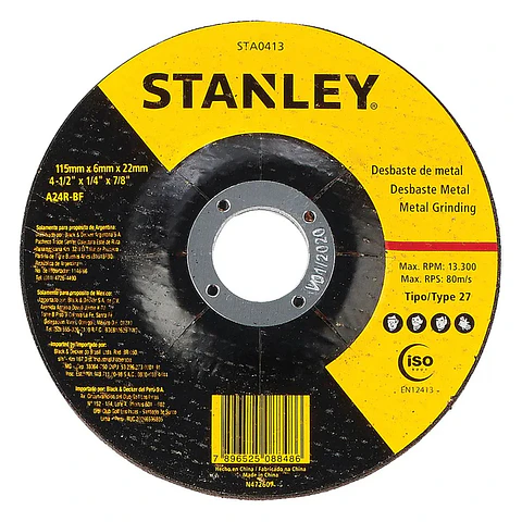 Stanley Disco Desbaste Metal 4.5" (115x6x22) Tipo 27 (STA0413)