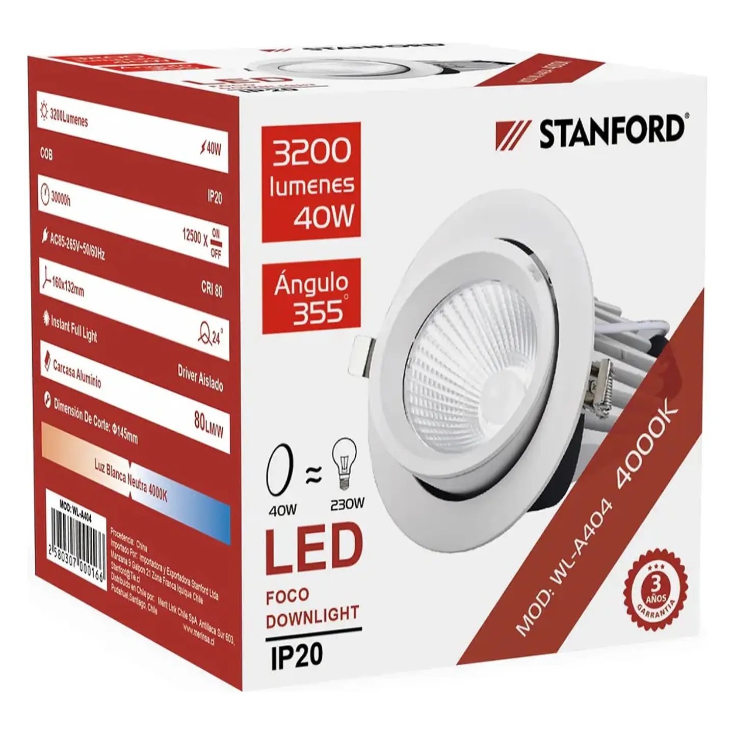 Foco Downlight Dirigible 40W 4000K Stanford 1